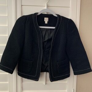 Black Tweed Cropped Jacket (Chain detail)